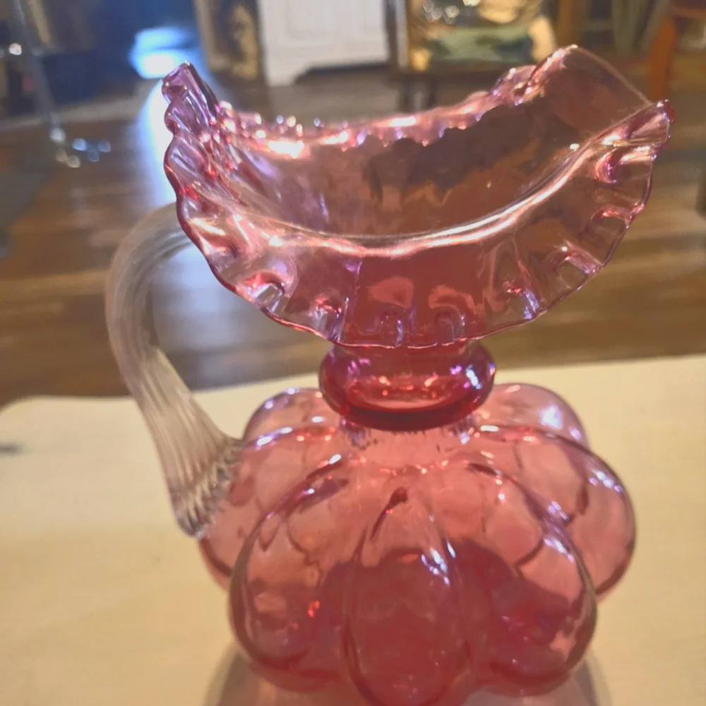 Vintage Fenton Cranberry 8" Melon Pitcher - Picture 6 of 11